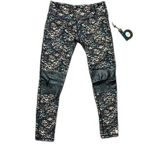 $128 New Body Rock Sport Workout Pants Moto Leggings Ankle Zipper Activewear S